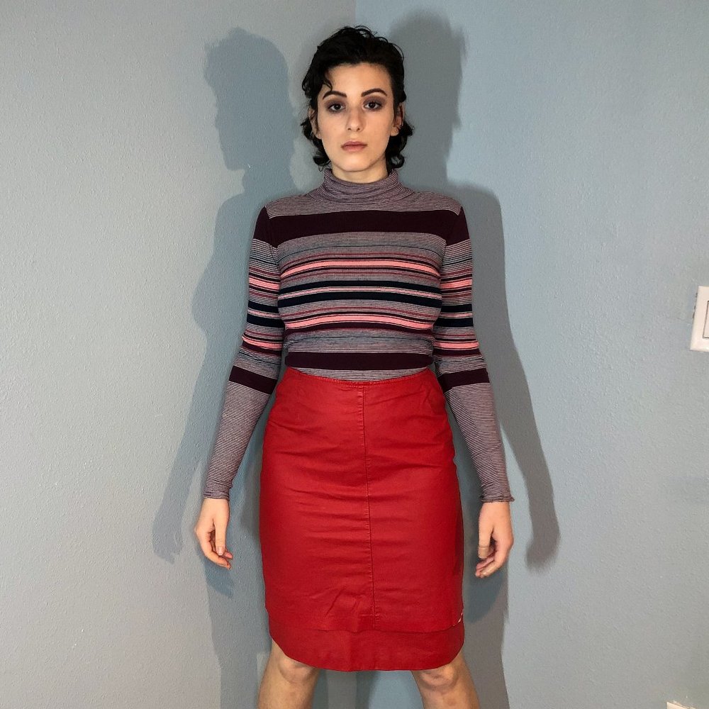 Vintage Siena New York Red Leather Skirt